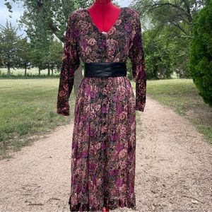 Vintage Grunge Velour Midi Baby Doll Dress